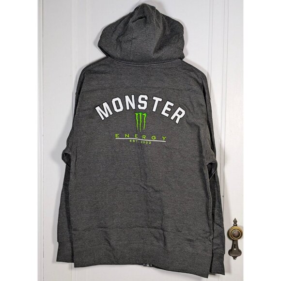 Monster Energy Official Full Zip Hoodie Sweatshirt Gray Mens Size XL NEW 2025 - Picture 2 of 4